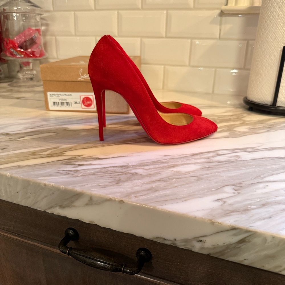 Christian Louboutin Vibrant Red Suede Heels